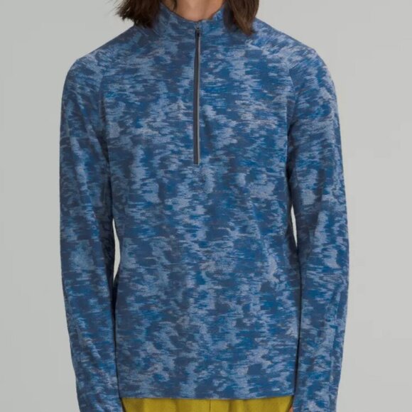 Lululemon Surge Warm 1/2 Zip Data Rush Mini Jacquard Chambray Mineral Blue - Picture 1 of 9